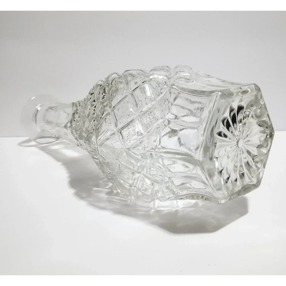 Anchor Hocking Decanter Wexford Glass Diamond Cut Bottle NO Stopper Vintage